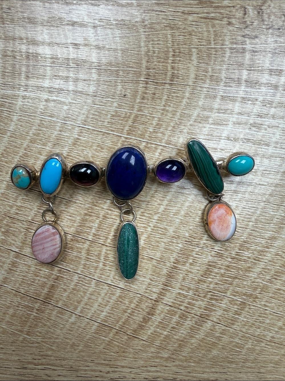 Nakai Signed Multi Stone Navajo Brooch
